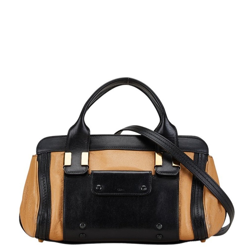 Black Satchel with Structured Design and Leather Accents